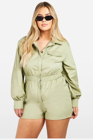 Boohoo Plus Utility Long Sleeved Playsuit - - 16