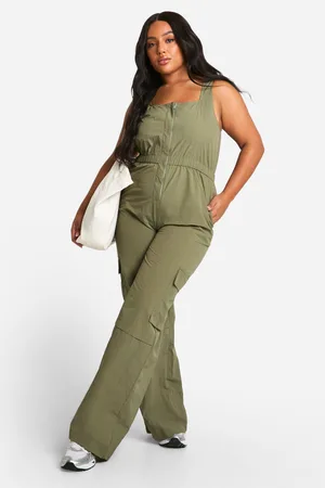 Boohoo Plus Cargo Woven Utility Scoop Jumpsuit - - 16