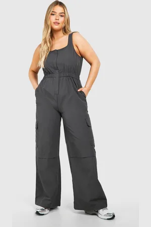Boohoo Plus Cargo Woven Utility Scoop Jumpsuit - - 16