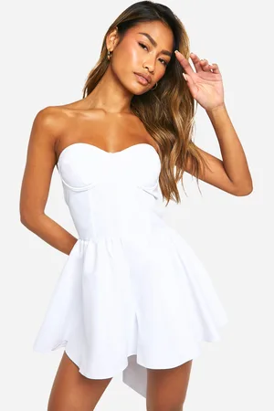 Boohoo Bow Detail Underwired Boned Puff Skort Playsuit - - 12