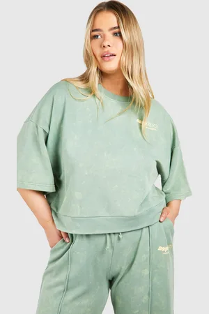 Boohoo Plus Dsgn Studio Washed Short Sleeve Sweatshirt - - 16