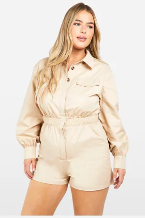 Boohoo Plus Utility Long Sleeved Playsuit - - 16