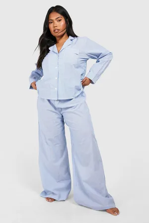 Boohoo Plus Striped Button Through Pj Pants Set - - 16