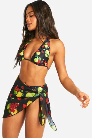 Boohoo Fruit Print Tie Beach Sarong - - One Size