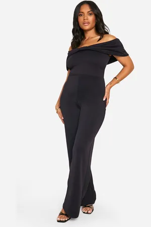Boohoo Plus Scuba Bow Detail Bardot Jumpsuit - - 28