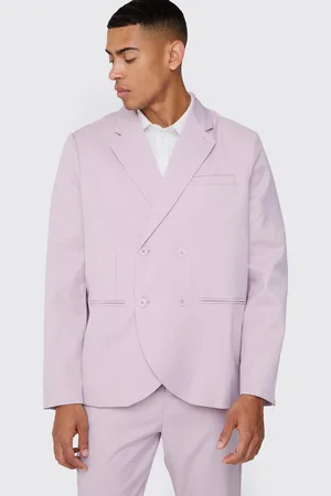 Boohoo Textured Double Breasted Suit Jacket - - 36