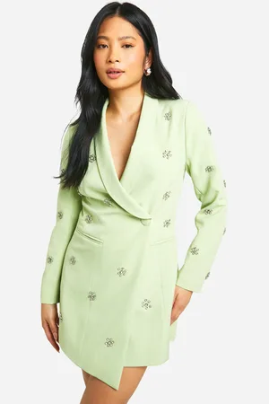 Boohoo Petite Daisy Crystal Embellished Blazer Dress - - 4
