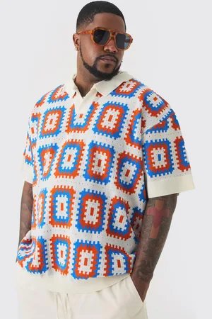 Boohoo Plus Oversized Revere Crochet Polo - - XXL