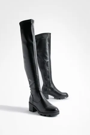 Boohoo Over The Knee Block Heeled Boots - - 7