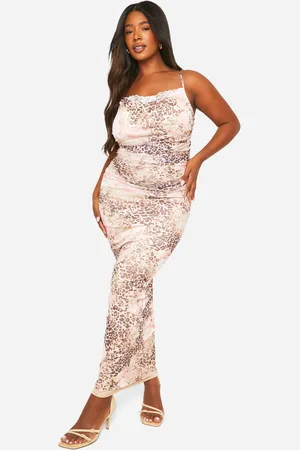 Boohoo Plus Mesh Leopard Print Lace Detail Maxi Dress - - 22