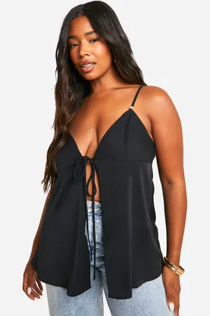Boohoo Plus Rose Detail Tie Front Cami Top - - 16
