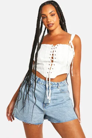 Boohoo Plus Brodier Lace Up Corset Top - - 16