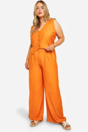 Boohoo Plus Linen Look Relaxed Waistcoat And Pants Co-Ord - - 20