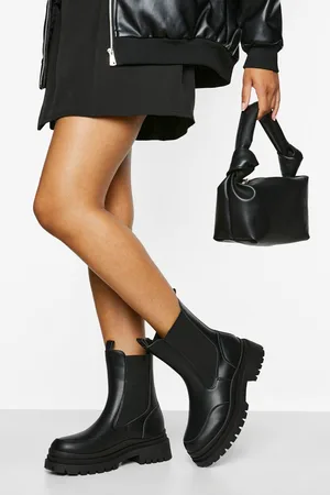 Boohoo Wide Fit Chunky Wave Sole Chelsea Boots - - 7
