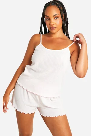 Boohoo Plus Pointelle Cami And Short Pyjama Set - - 16