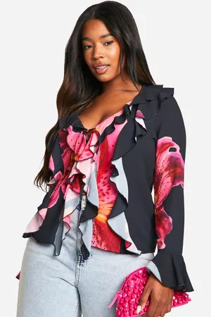 Boohoo Plus Double Ruffle Frill Blouse - - 28