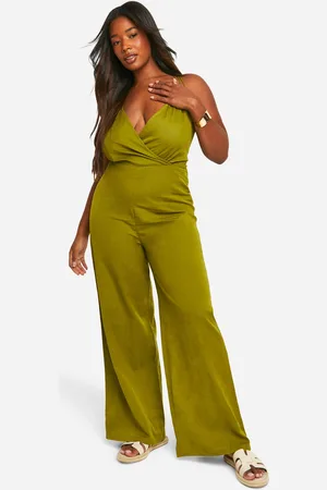 Boohoo Plus Woven Strappy Wide Leg Jumpsuit - - 16