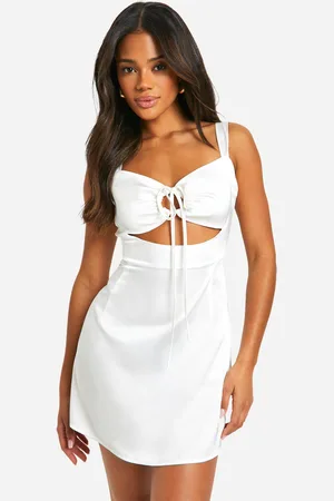 Boohoo Tie Front Mini Dress - - 16