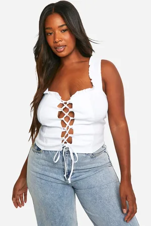 Boohoo Plus Bengaline Lace Up Corset Top - - 16