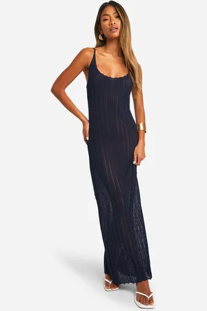 Boohoo Crochet Ladder Cowl Neck Knitted Maxi Dress - - 12