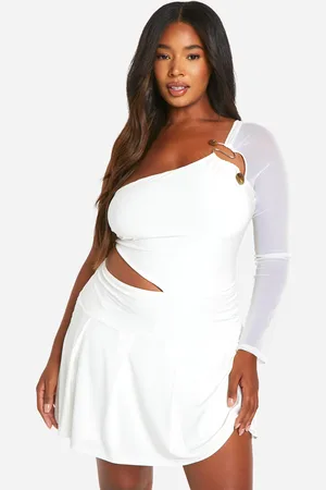 Boohoo Plus Slinky Cut Out Asymmetric Skort Playsuit - - 16