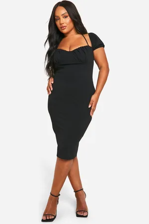 Boohoo Plus Puff Sleeve Midi Dress - - 28