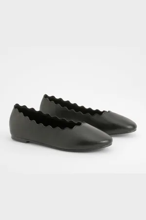 Boohoo Wide Fit Scallop Edge Ballet Flats - - 5