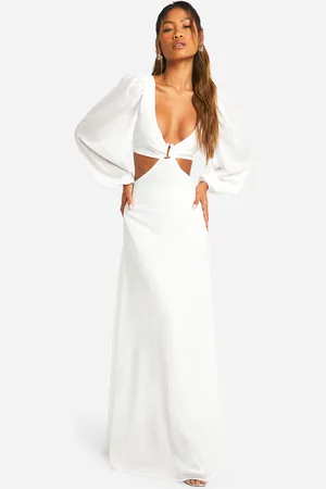 Boohoo Chiffon Pearl Trim Maxi Dress - - 14