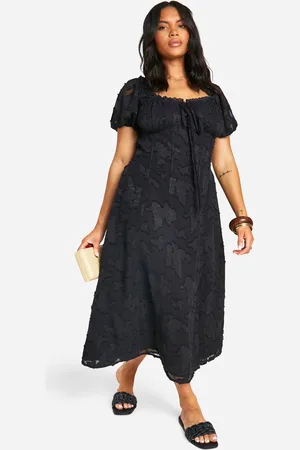Boohoo Plus Burnout Milkmaid Midi Dress - - 22