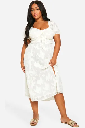 Boohoo Plus Burnout Milkmaid Midi Dress - - 28