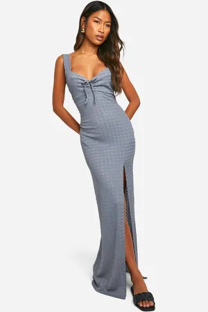 Boohoo Textured Milkmaid Maxi Dress - - 14