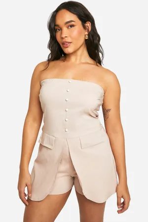 Boohoo Plus Stretch Woven Bandeau Tailored Playsuit - - 16