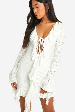 Boohoo Broderie Frill Mini Dress - - 12