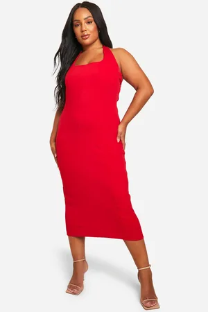 Boohoo Plus Halterneck Midi Dress - - 16