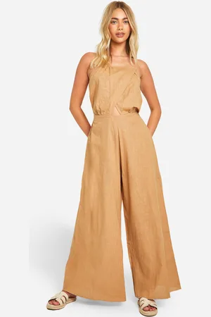 Boohoo Lace Up Back Woven Jumpsuit - - 8