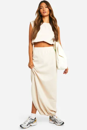 Boohoo Bubble Split Midi Skirt - - 6