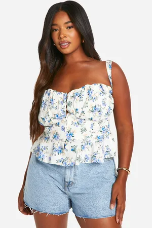 Boohoo Plus Ditsy Floral Peplum Corset Top - - 28