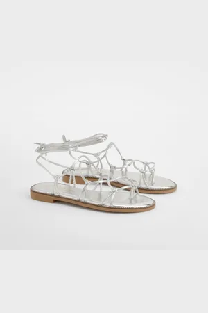 Boohoo Wide Fit Gladiator Wrap Up Sandals - - 6