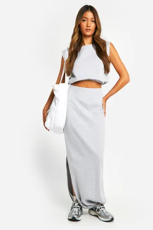 Boohoo Bubble Split Midi Skirt - - 6