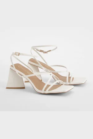 Boohoo Flared Heel Patent Cross Strap Heeled Sandals - - 7