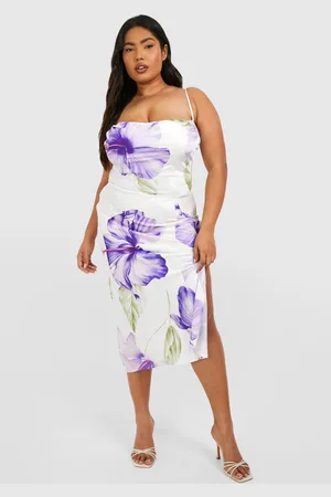 Boohoo Plus Printed Midi Slip Dress - - 16