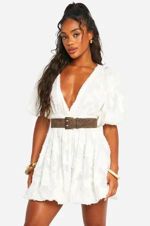 Boohoo Deep V Neck Mini Dress - - 8