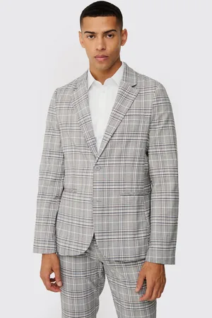 Boohoo Check Weave Slim Fit Suit Jacket - - 34