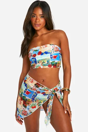 Boohoo Postcard Print Mini Beach Sarong - - One Size