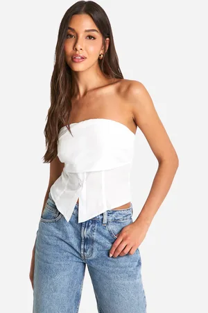 Boohoo Ruched Bandeau Split Hem Corset - - 10
