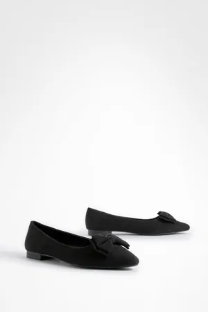 Boohoo Wide Fit Bow Pointed Toe Ballerina - - 10