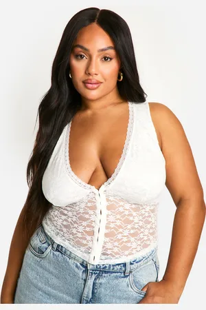 Boohoo Plus Lace Hook And Eye Corset Top - - 16