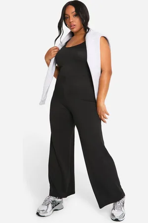 Boohoo Plus Super Soft Jersey Scoop Neck Wide Leg Jumpsuit - - 28