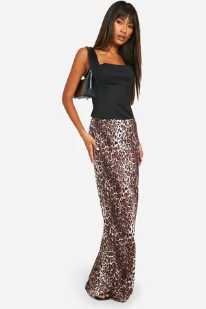 Boohoo Leopard Print Jersey Maxi Skirt - - 8