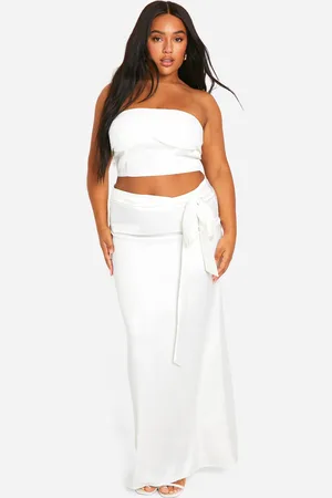 Boohoo Plus Satin Maxi Skirt - - 16